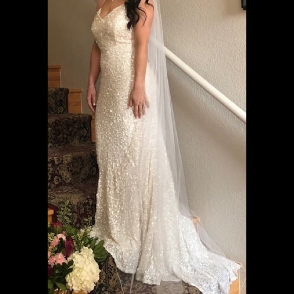 white sequin mermaid dress